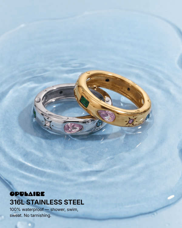 Nubia - Rainbow band ring - Stainless steel - Opulaire - WATERPROOF jewelry - EU 52 -
