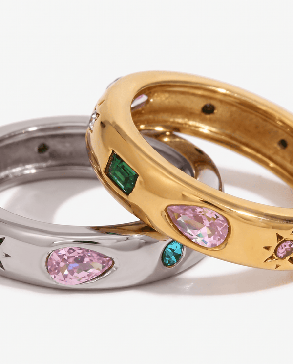 Nubia - Rainbow band ring - Stainless steel - Opulaire - WATERPROOF jewelry - EU 52 -
