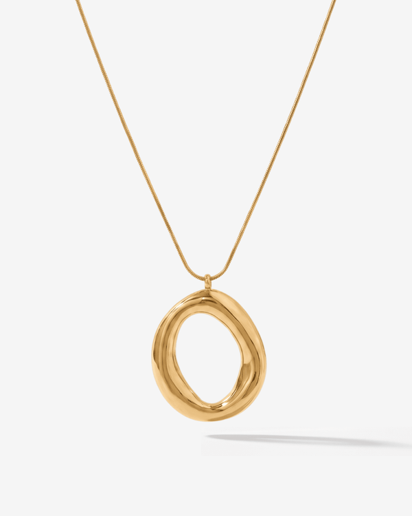 Olivia - Open circle pendant necklace - Stainless steel - Opulaire - WATERPROOF jewelry - 