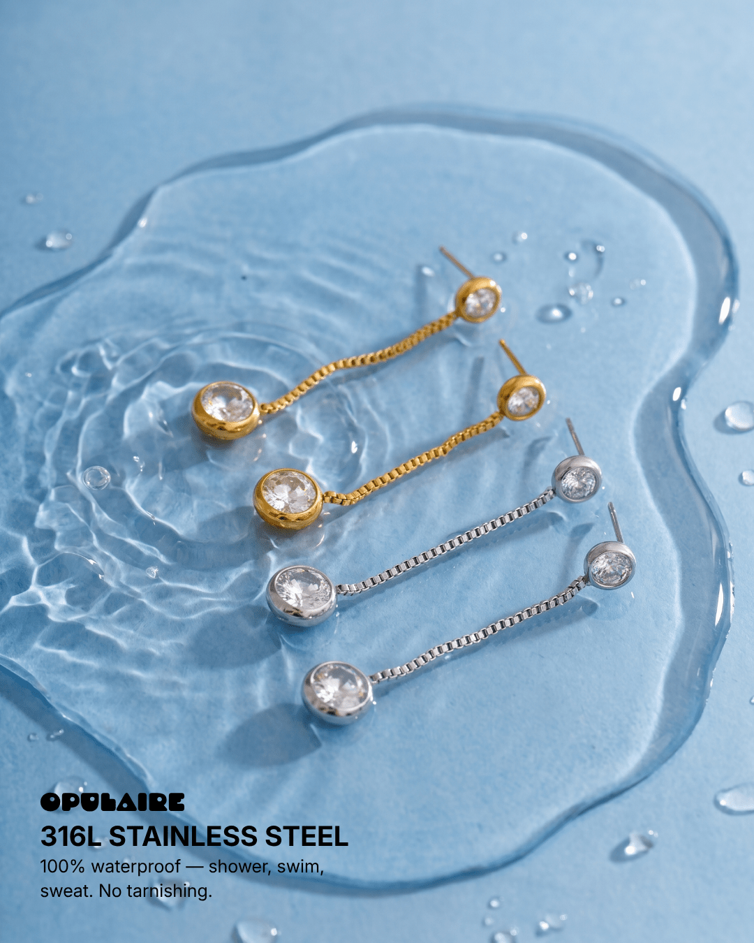 Pia earrings - Opulaire - WATERPROOF jewelry - 