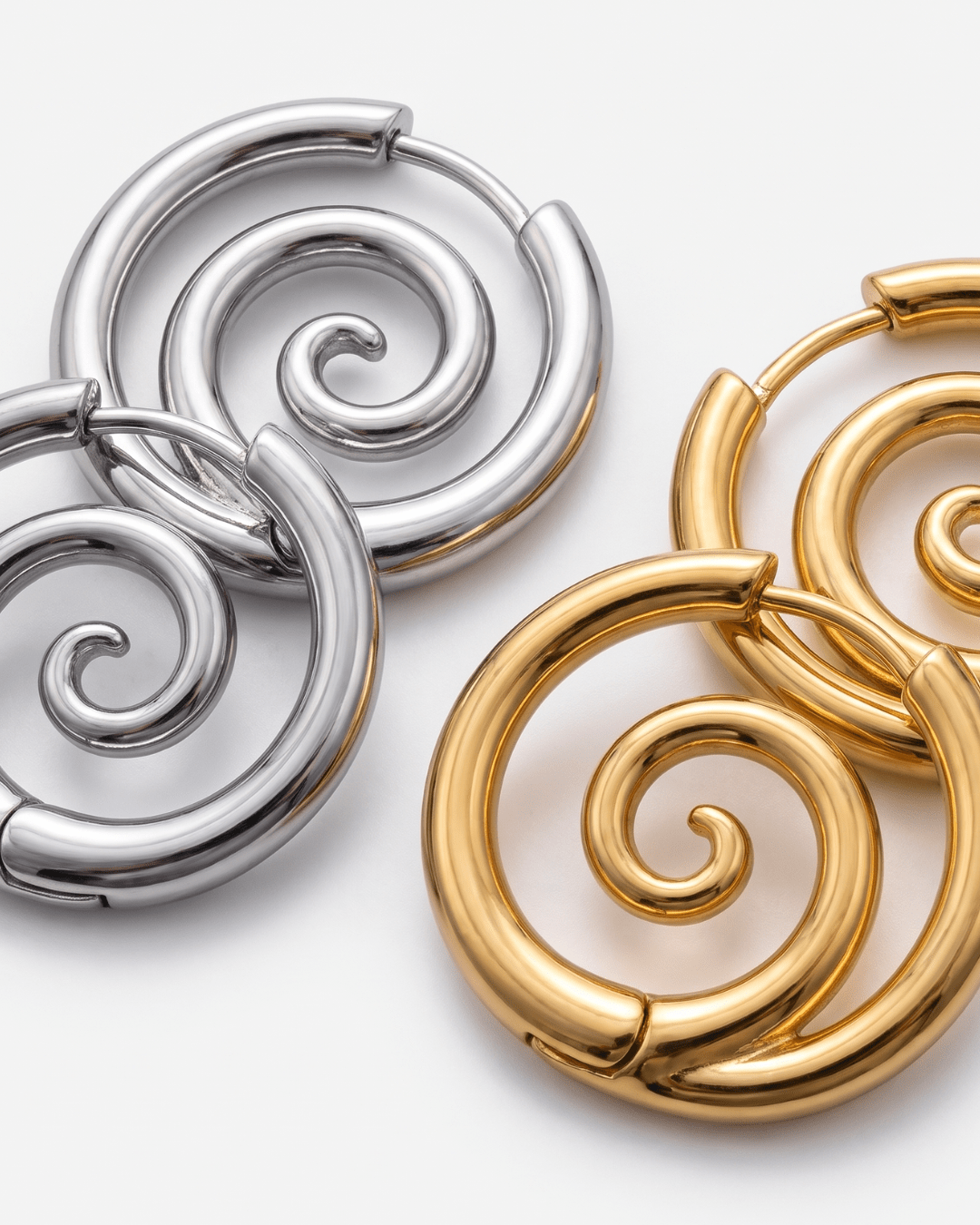 Portici - Twirl hoop earrings - Stainless steel - Opulaire - WATERPROOF jewelry - 