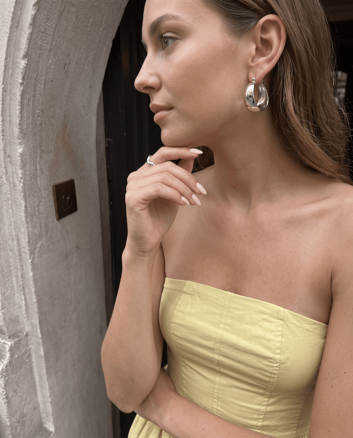 Poza - Chunky dome hoop earrings - Stainless steel - Opulaire - WATERPROOF jewelry - 