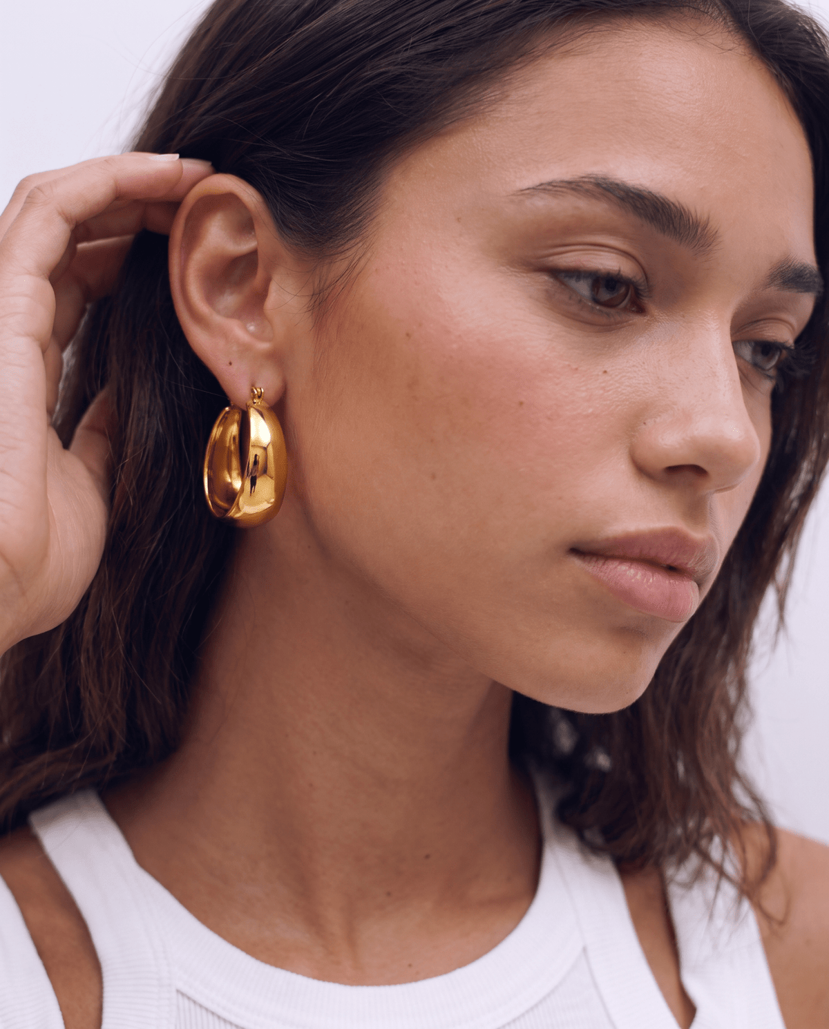 Poza - Chunky dome hoop earrings - Stainless steel - Opulaire - WATERPROOF jewelry - 