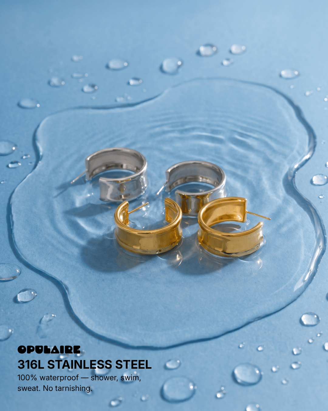 Puck earrings - Opulaire - WATERPROOF jewelry - 