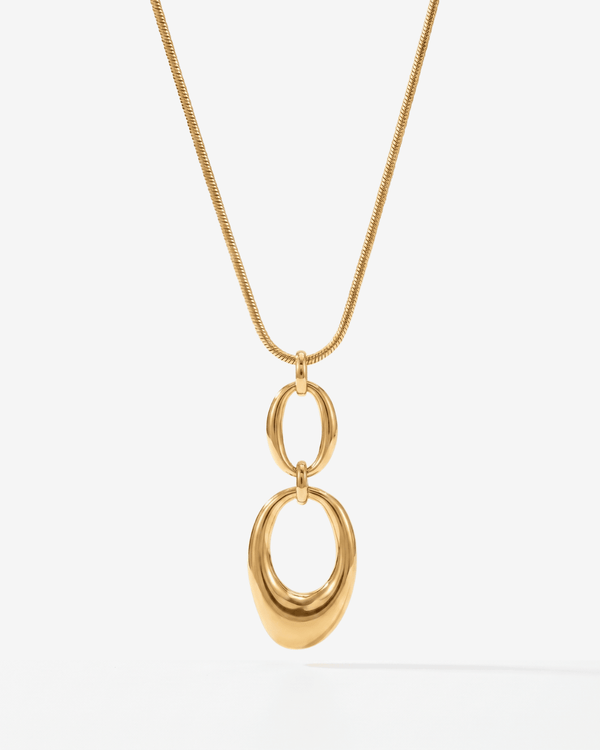 Robin - Double oval pendant necklace - Stainless steel - Opulaire - WATERPROOF jewelry - 