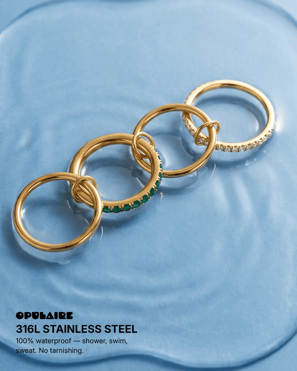 Stella - Stacked stone ring - Stainless steel - Opulaire - WATERPROOF jewelry - EU 52 -