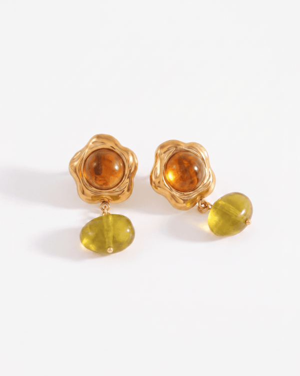 Vera - Flower stud earrings - Stainless steel - Opulaire - WATERPROOF jewelry - 