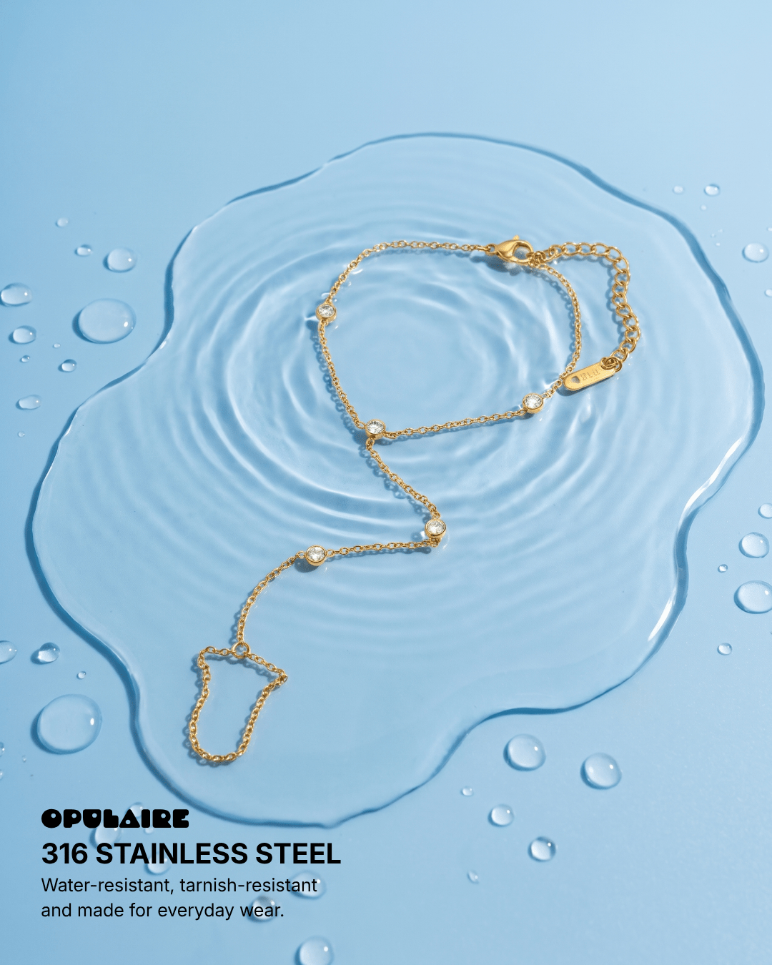 Yael hand chain - Opulaire - WATERPROOF jewelry - 
