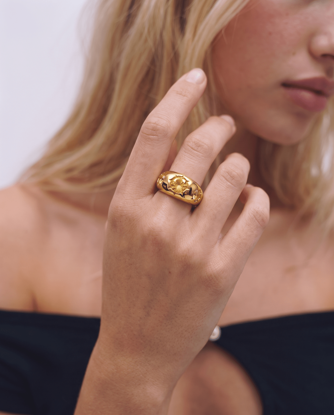 Yoa - Stone dome ring - Stainless steel - Opulaire - WATERPROOF jewelry - EU 52 -
