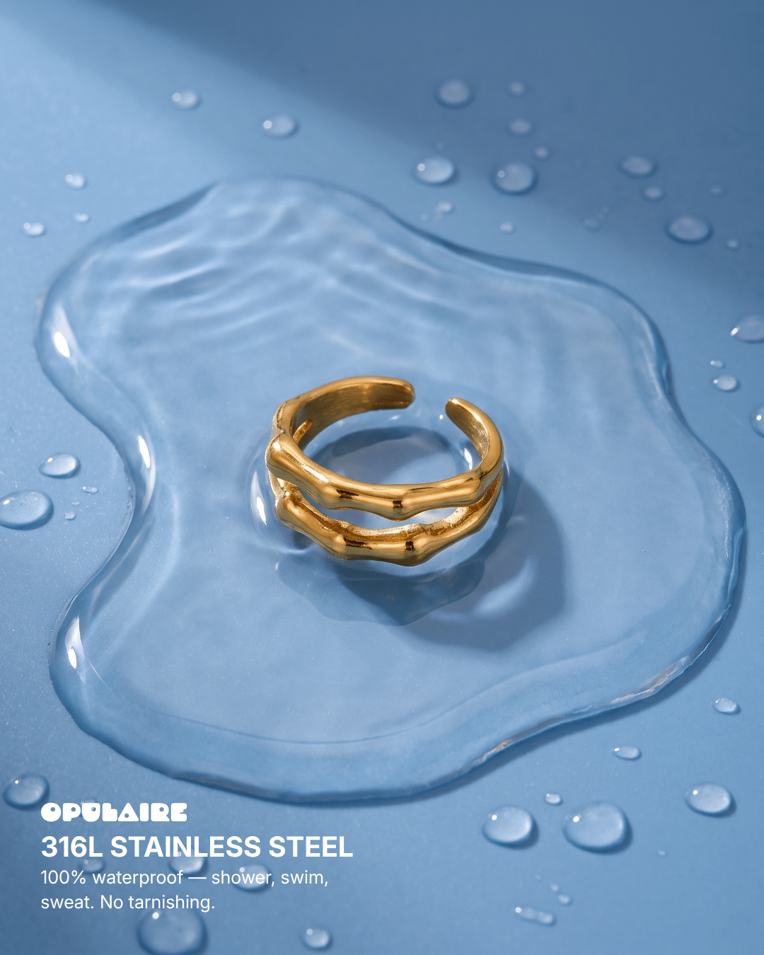 Zia ring - Opulaire - WATERPROOF jewelry - Adjustable -