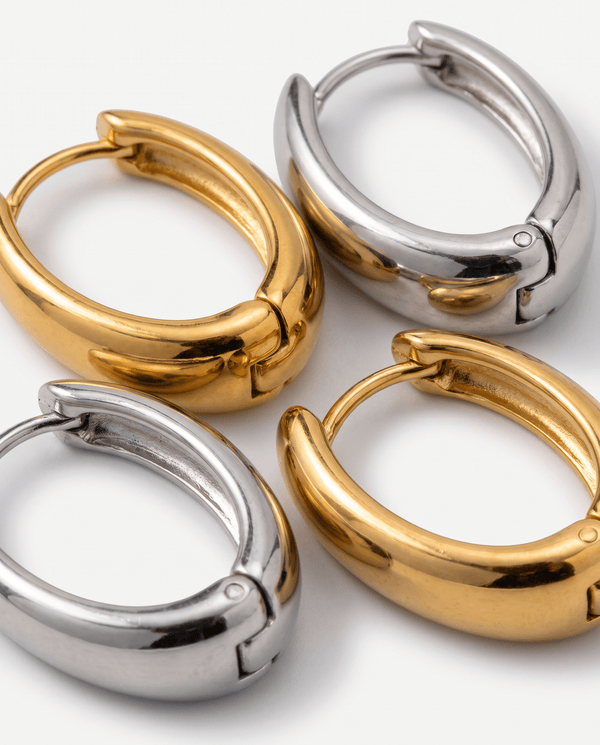 Zianne - Oval hoop earrings - Stainless steel - Opulaire - WATERPROOF jewelry - 